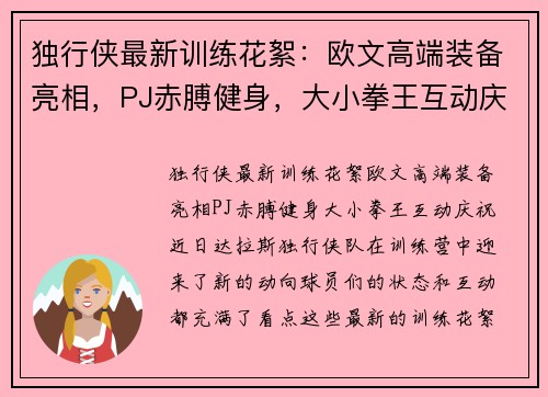 独行侠最新训练花絮：欧文高端装备亮相，PJ赤膊健身，大小拳王互动庆祝