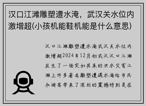 汉口江滩雕塑遭水淹,武汉关水位内激增超(小孩机能鞋机能是什么意思)