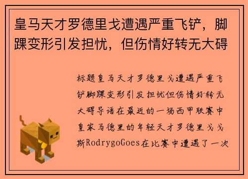 皇马天才罗德里戈遭遇严重飞铲，脚踝变形引发担忧，但伤情好转无大碍